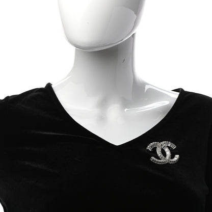 Chanel Baguette Crystal CC Brooch Silver 2 of 5