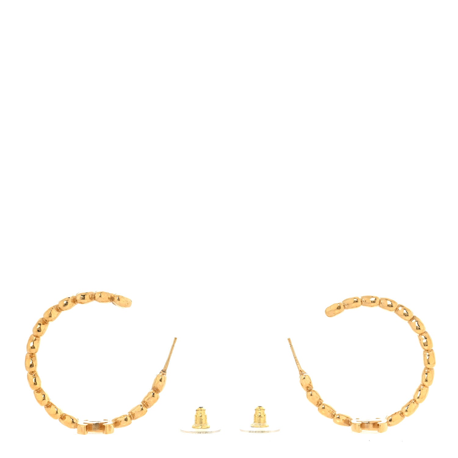 Chanel Crystal Heart CC Hoop Earrings Gold 3 of 4