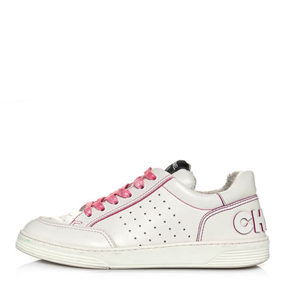 Chanel Calfskin Womens Logo Sneakers 40 White Pink 1 of 10