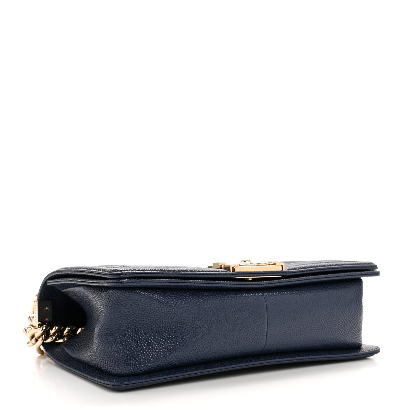 Caviar Quilted Medium Boy Flap Dark Blue