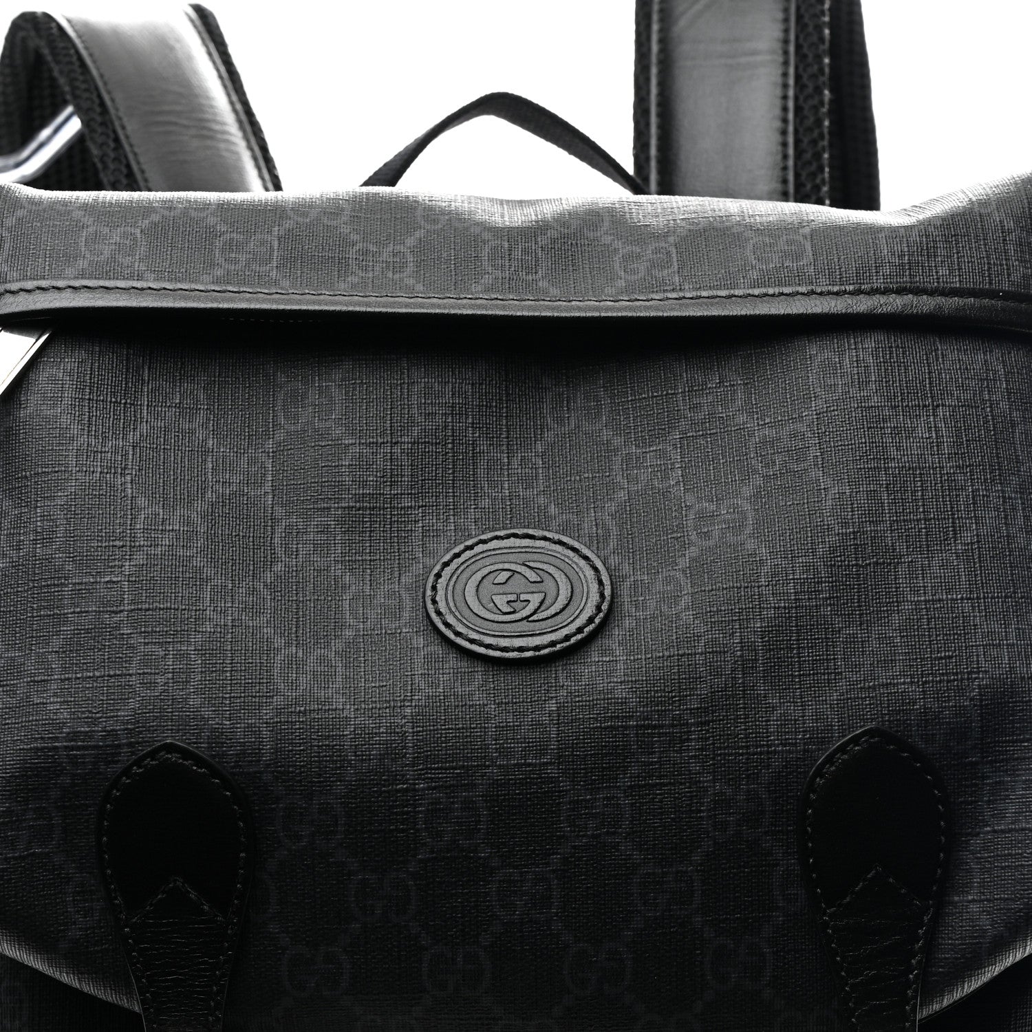 Gucci GG Supreme Monogram Azalea Calfskin Medium Retro Interlocking G Backpack Black 7 of 9