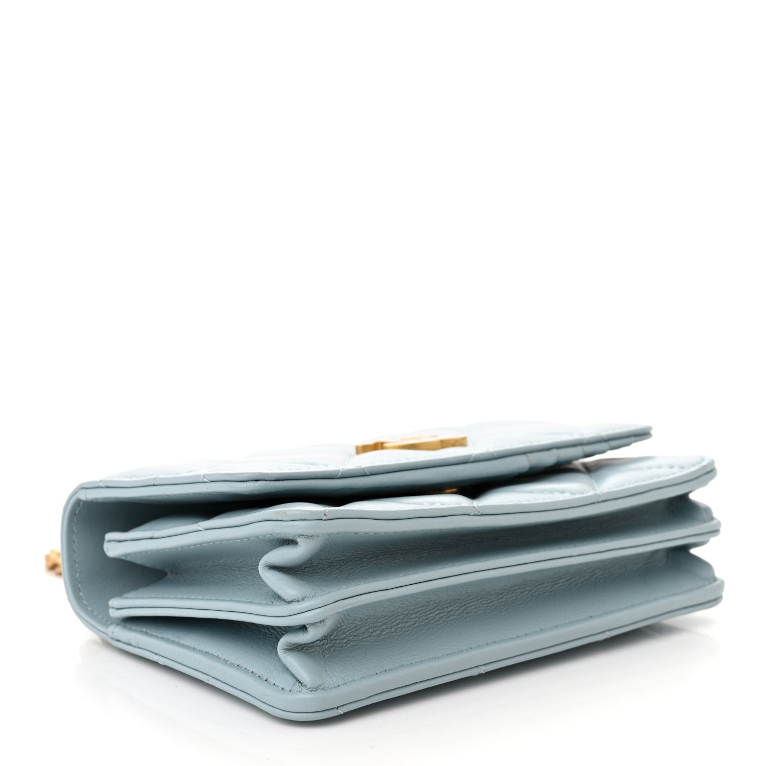 Chanel Lambskin Enamel Quilted Pending CC Clutch With Chain Light Blue 4 of 12