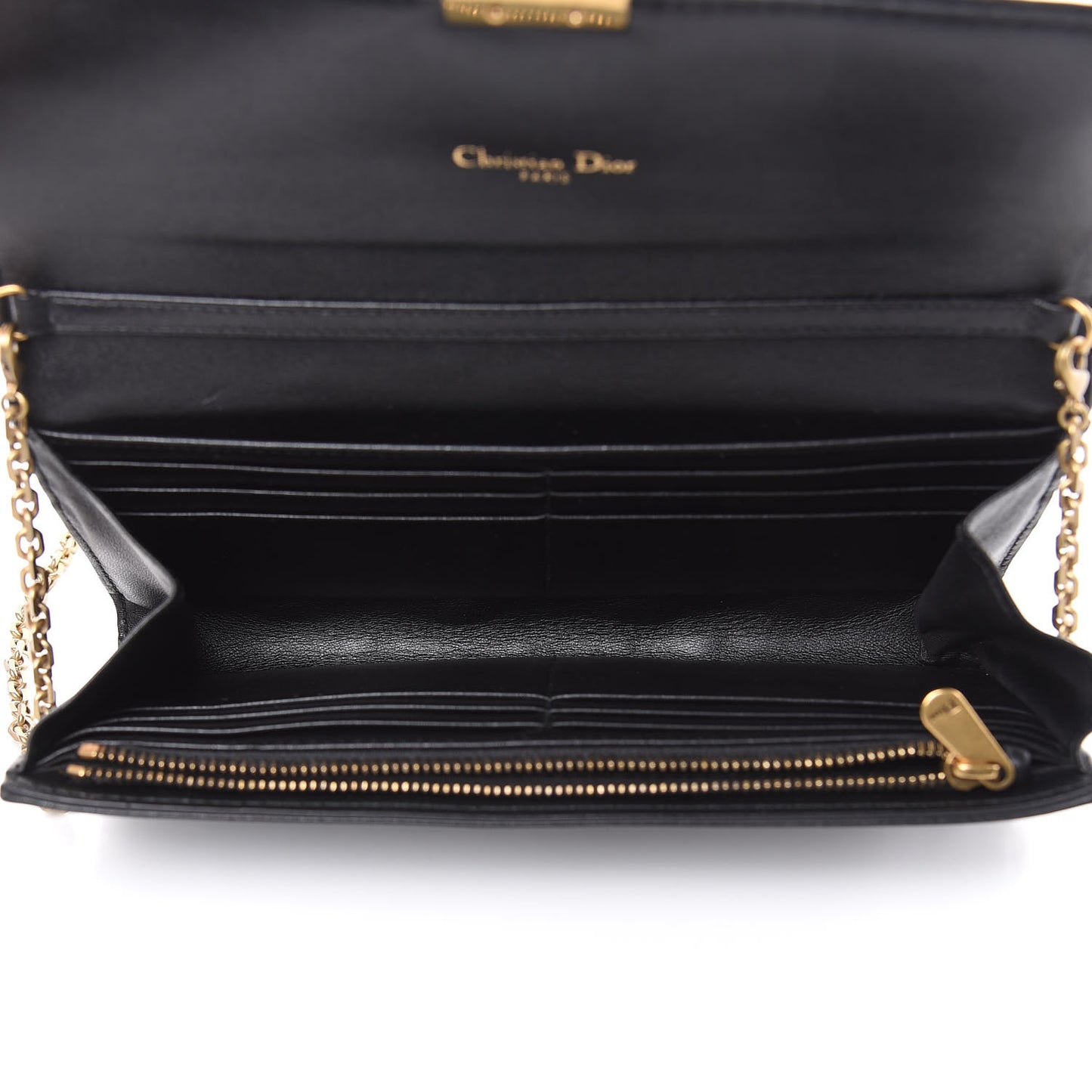 Lambskin Cannage Studded Dioraddict Wallet on Chain Black