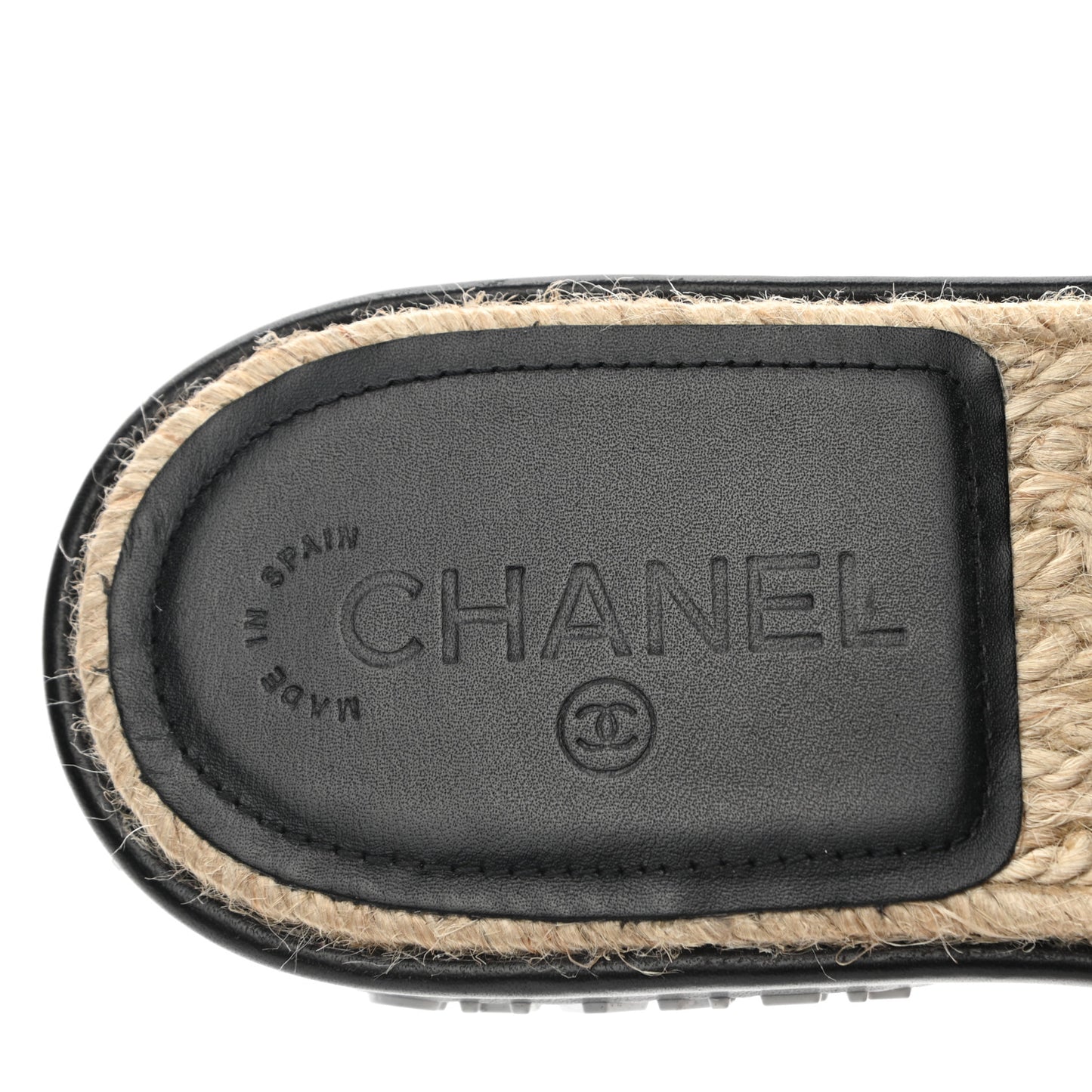 Lambskin Quilted CC Espadrille Slip On Sandals 40 Black