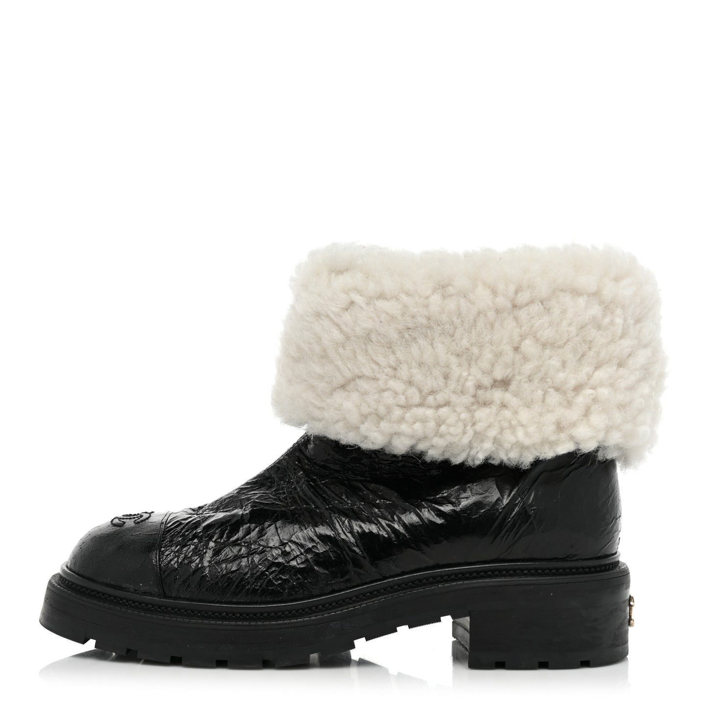 Lambskin Shearling Short Boots 40 Black