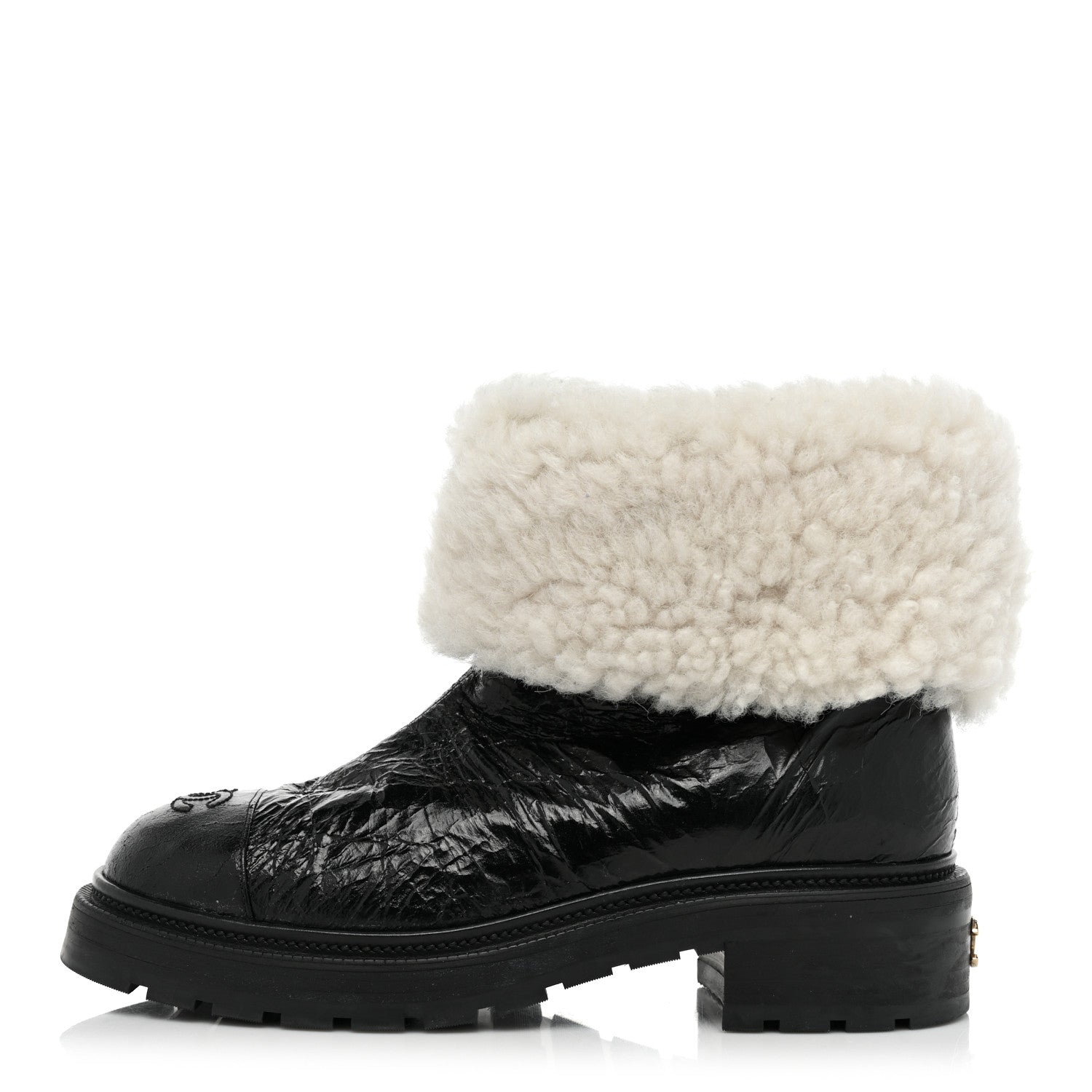 Chanel Lambskin Shearling Short Boots 40 Black 1 of 11