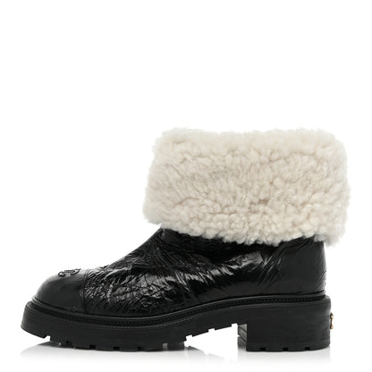 Chanel Lambskin Shearling Short Boots 40 Black 1 of 11