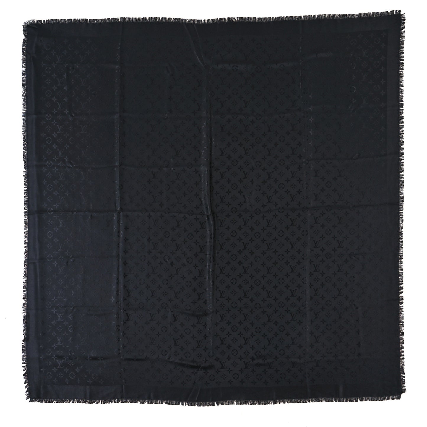 Silk Wool Monogram Shawl Black