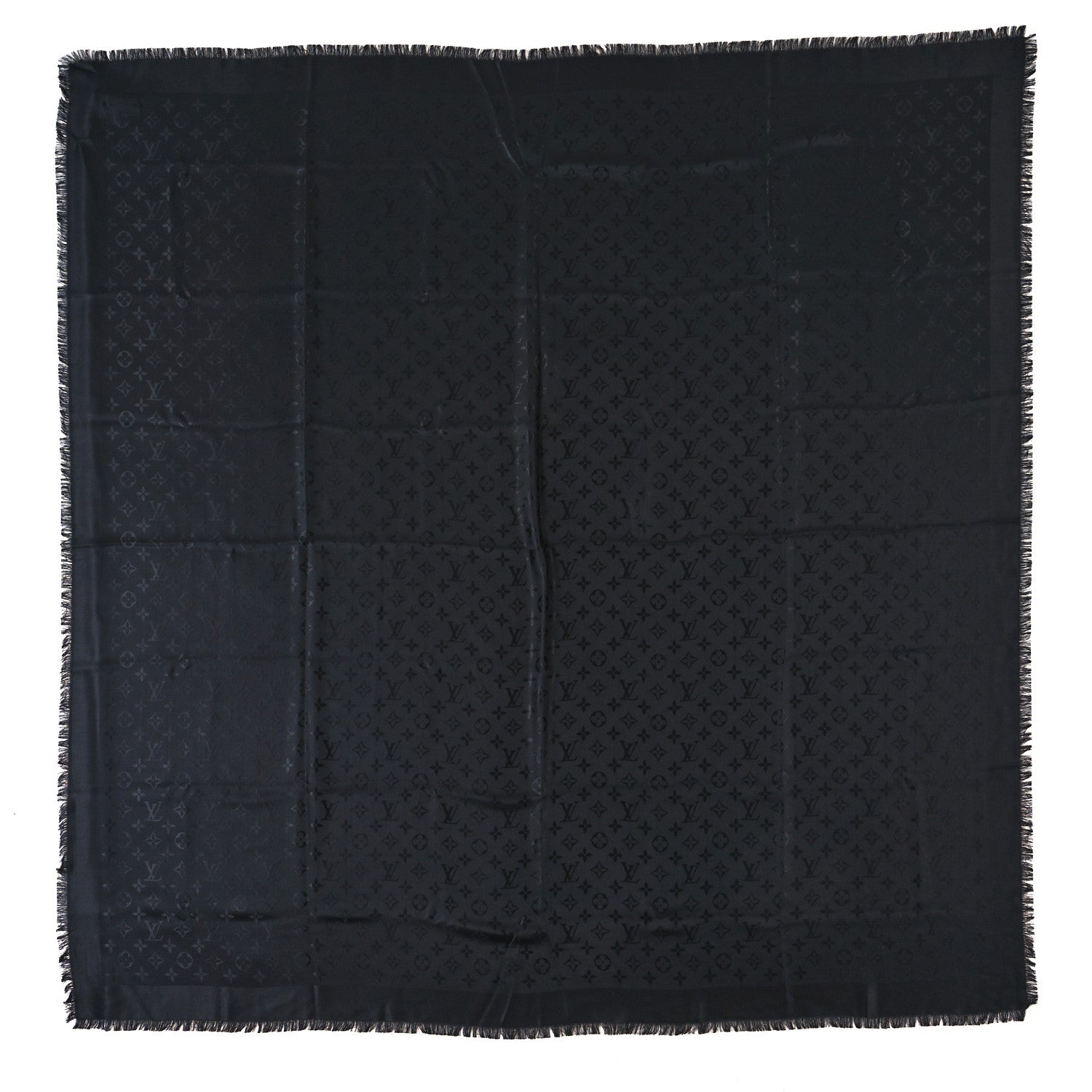 Louis Vuitton Silk Wool Monogram Shawl Black 1 of 3