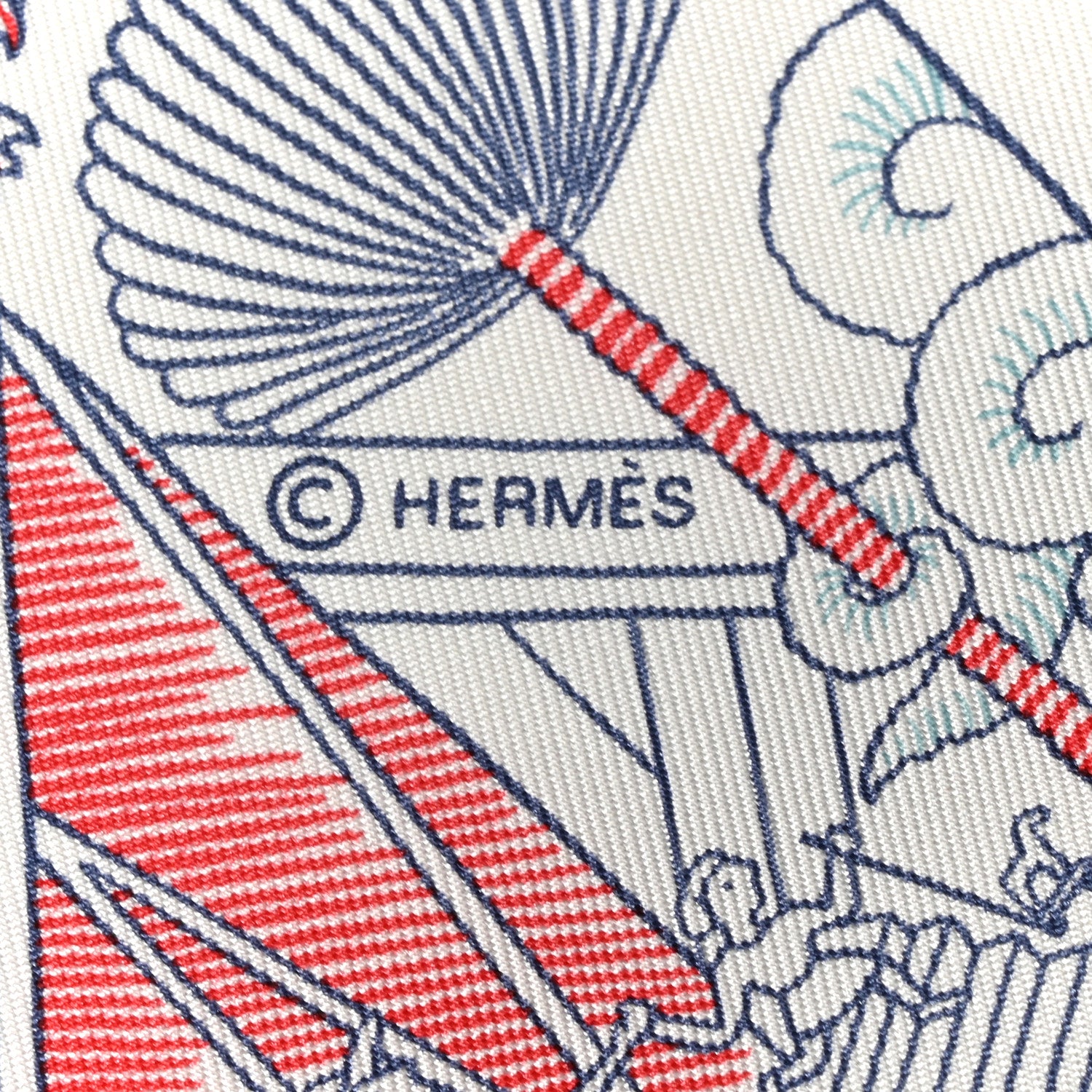 Hermes Silk Animapolis Scarf 90 White Bleu Azur Rouge 4 of 4