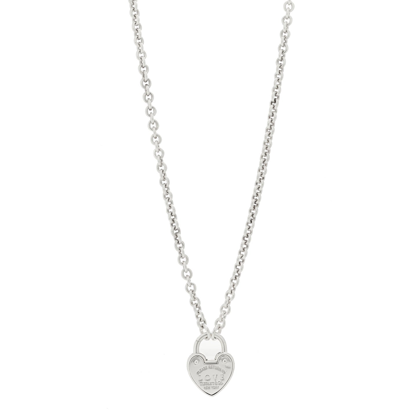 Sterling Silver Return To Tiffany Love Heart Lock Pendant Necklace