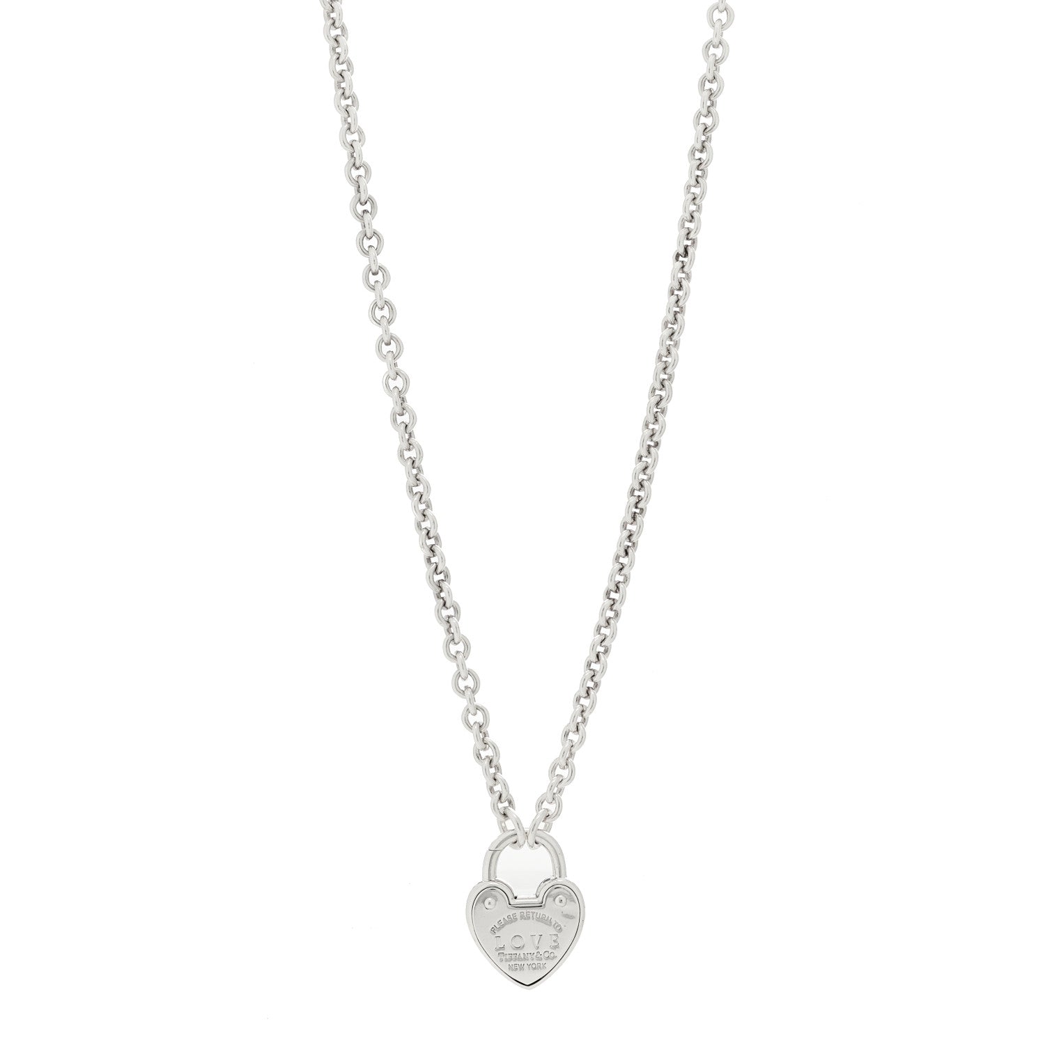 Tiffany Sterling Silver Return To Tiffany Love Heart Lock Pendant Necklace 1 of 5