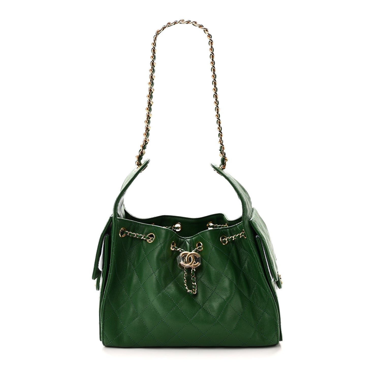Caviar Quilted Small Chanel 25 Handbag Green