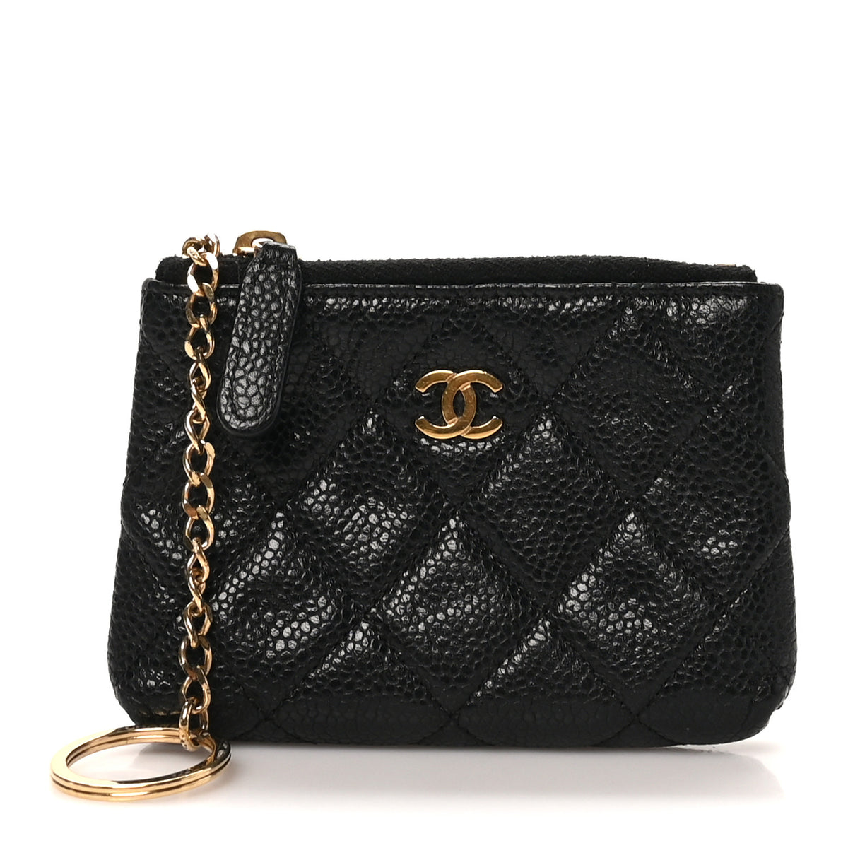 Caviar Quilted Key Holder Case Black