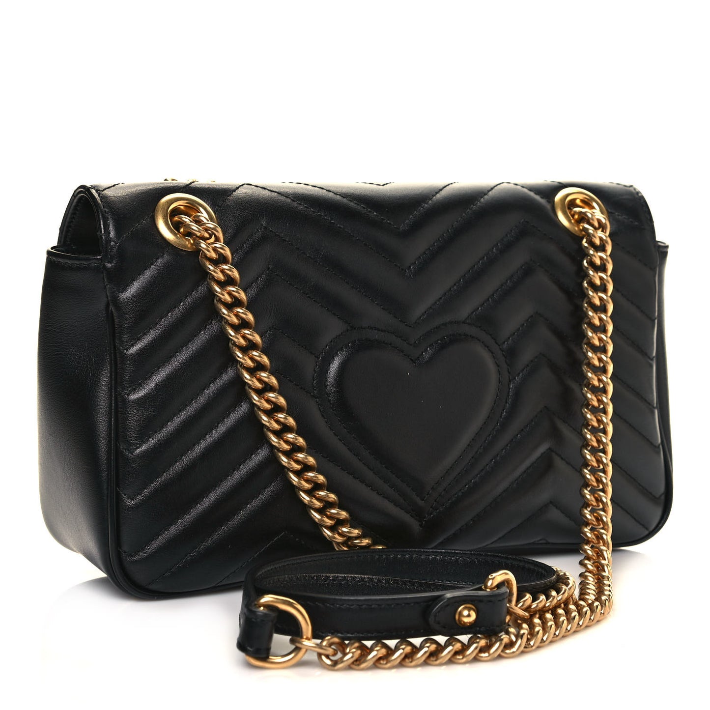 Calfskin Matelasse Small GG Marmont Shoulder Bag Black