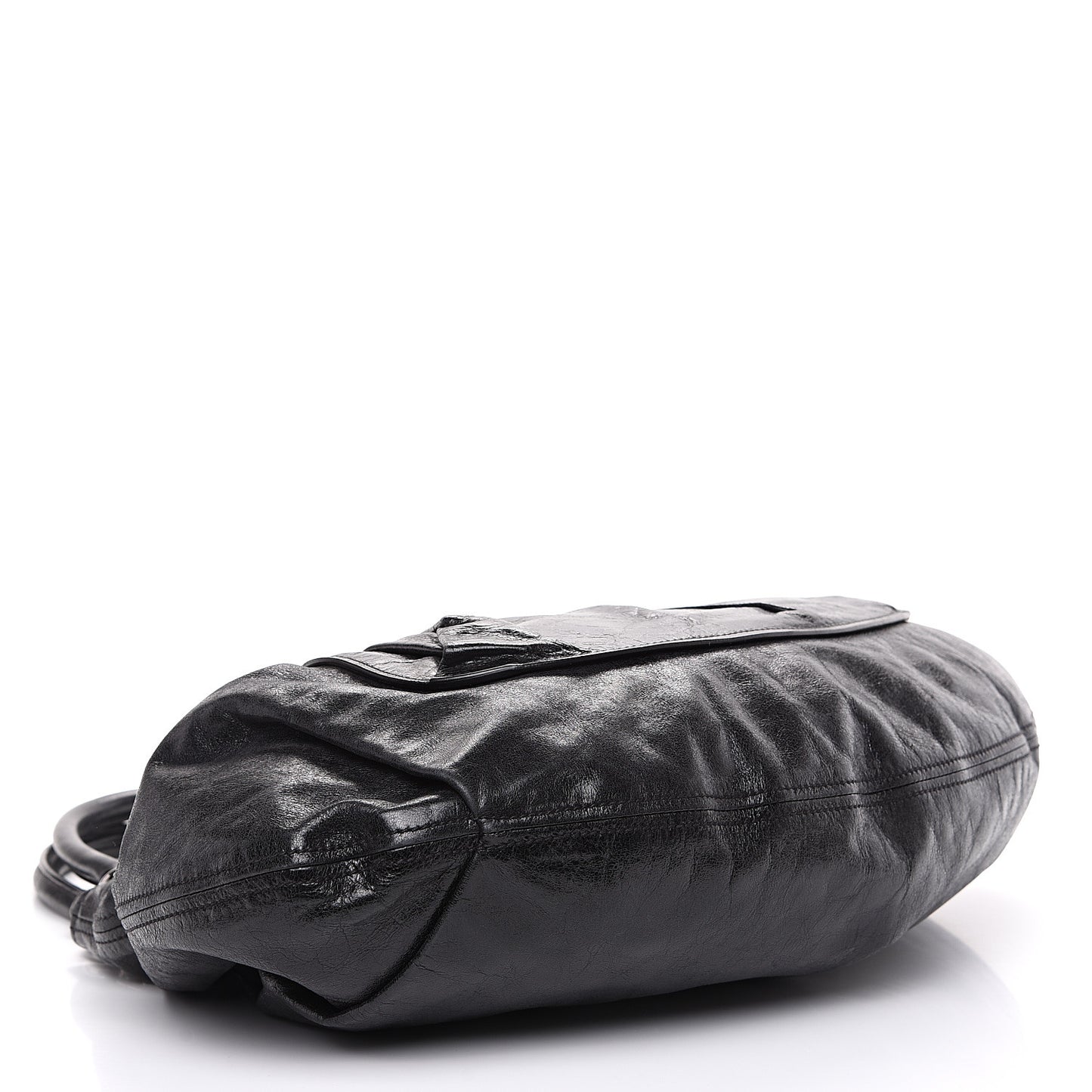 Vitello Lux Gathered Hobo Black