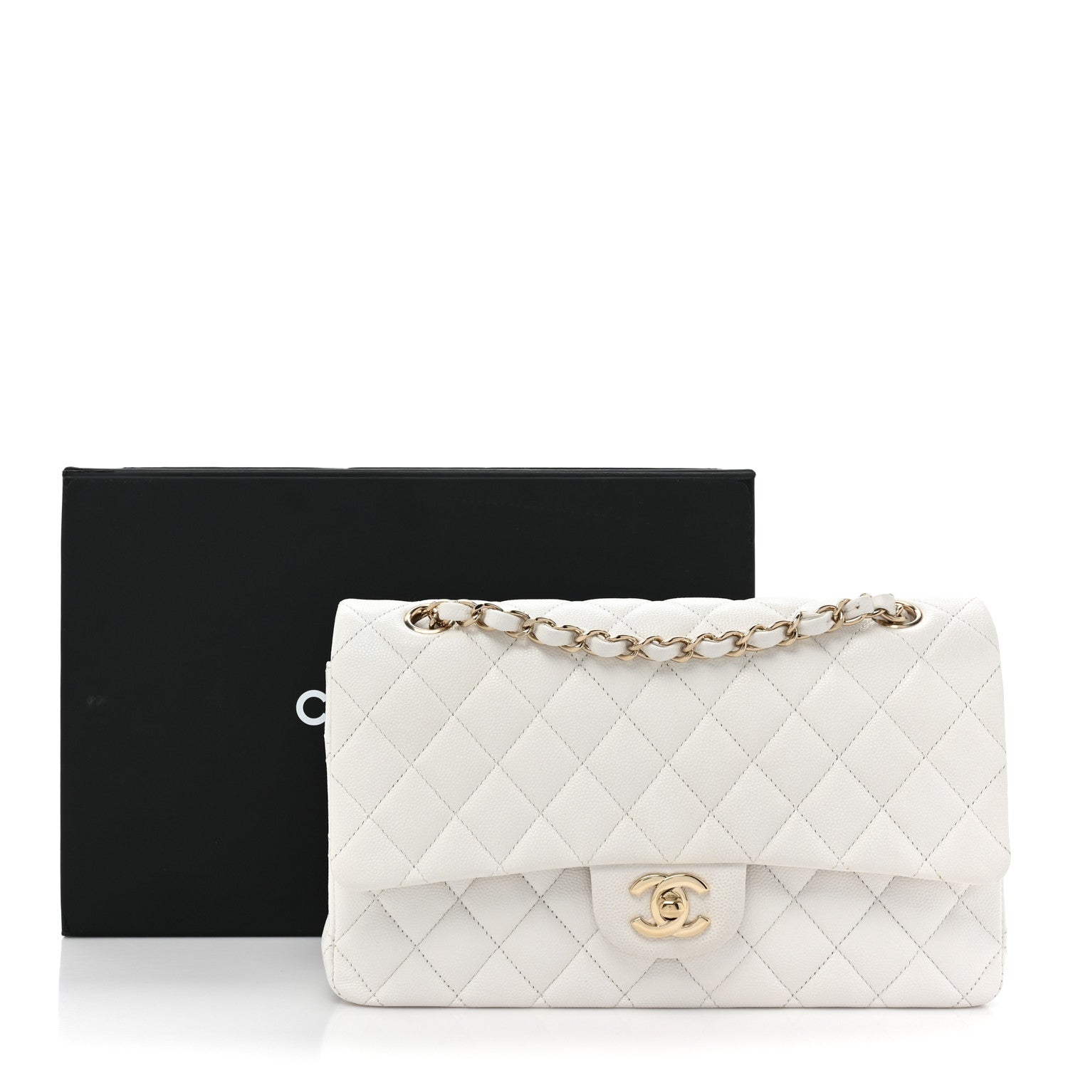 Chanel Caviar Quilted Medium Double Flap White 15 of 15