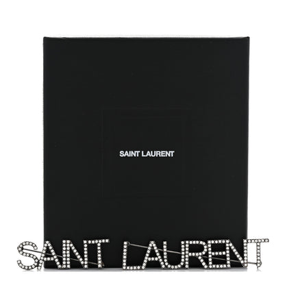 Saint Laurent Brass Crystal Logo Brooch Set Silver 6 of 6
