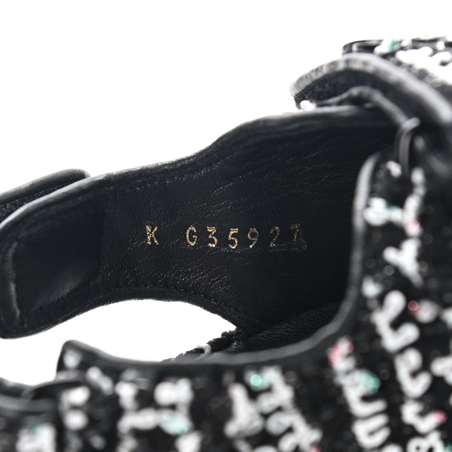 Chanel Tweed Velcro Dad Sandals 36.5 Black White 8 of 9