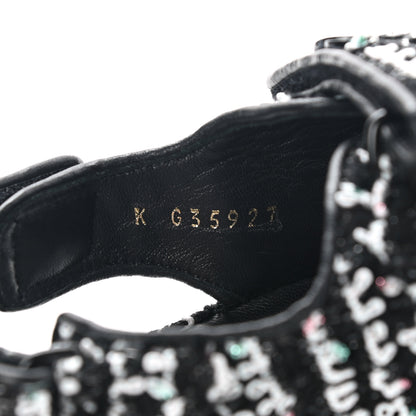 Chanel Tweed Velcro Dad Sandals 36.5 Black White 8 of 9