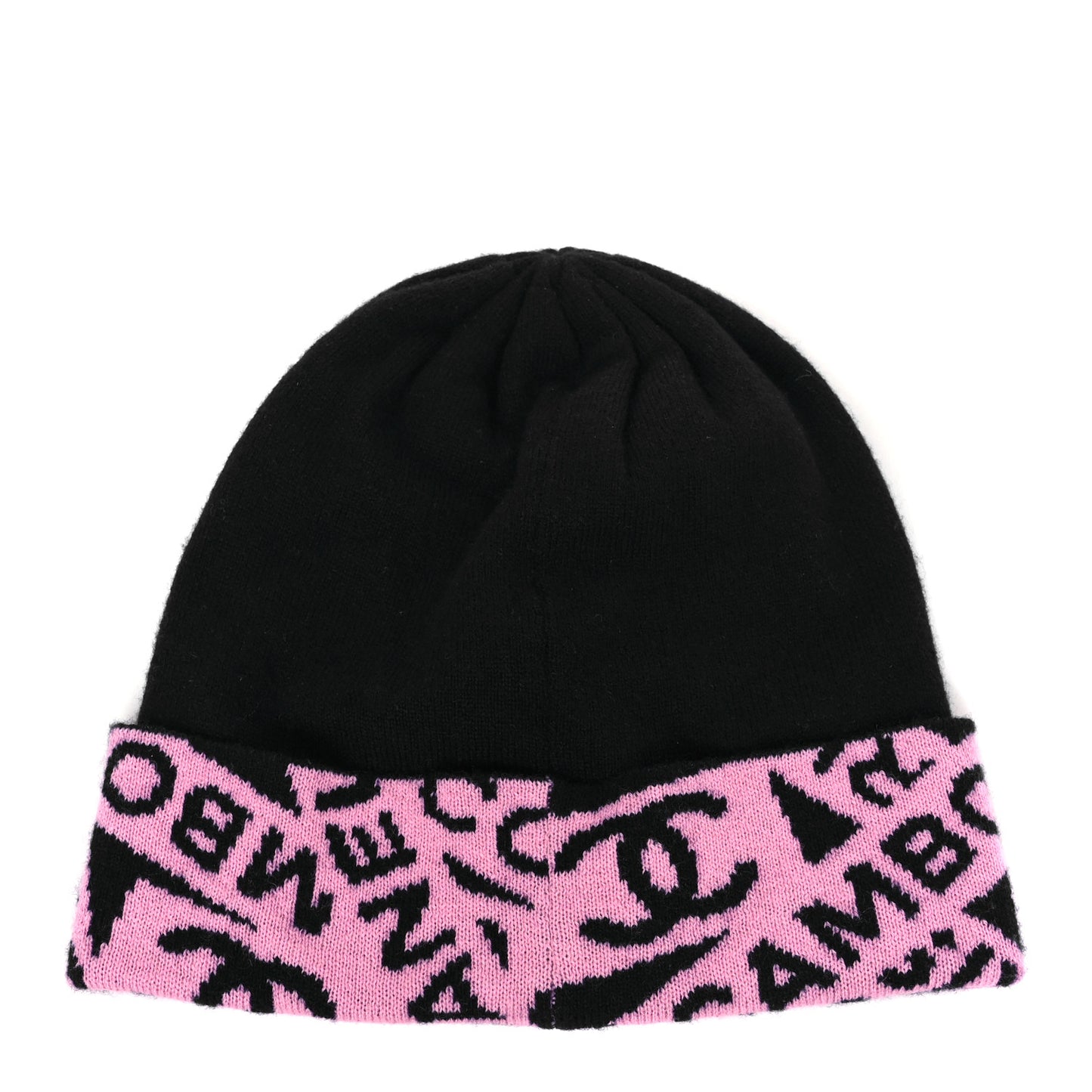 Cashmere Cotton Knit CC Cambon Beanie Hat Pink Navy Blue