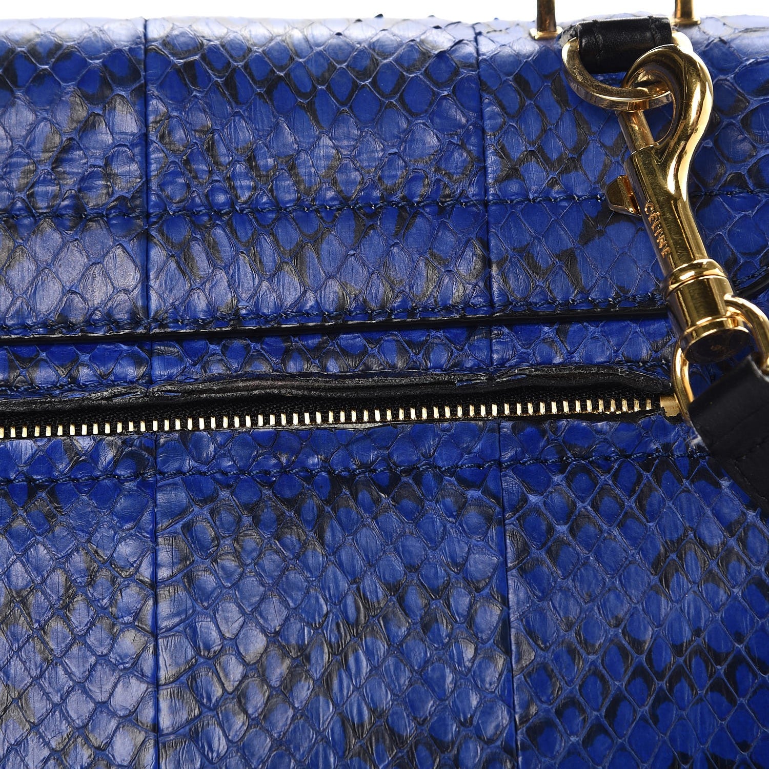Celine Python Calfskin Medium Trapeze Blue Black 14 of 24