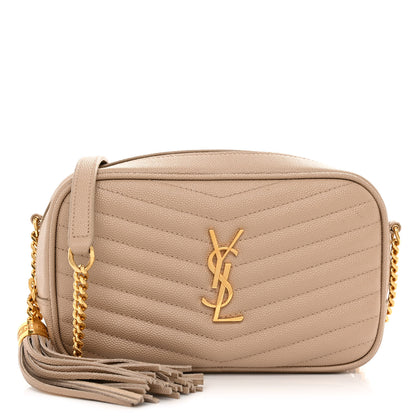 Saint Laurent Grain De Poudre Matelasse Monogram Mini Lou Camera Bag Dark Latte 1 of 9