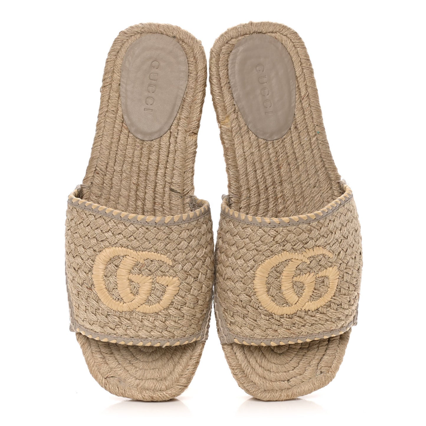 Juta Nappa GG Mens Slide Sandals 10.5 Natural Oatmeal
