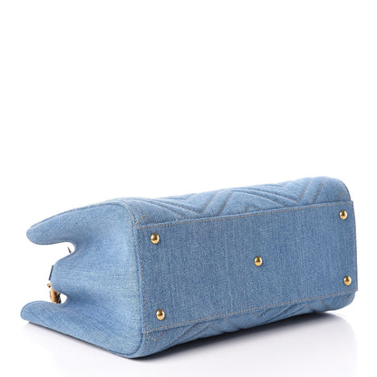 Gucci Denim Matelasse Small Pearly GG Marmont Tote Blue 4 of 11