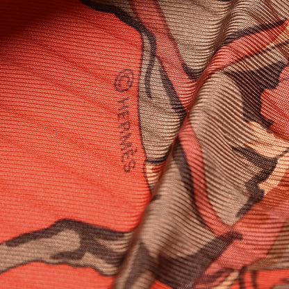 Hermes Silk Plisse Chevaux D'Apres Van Der Meulen Scarf 90 4 of 4