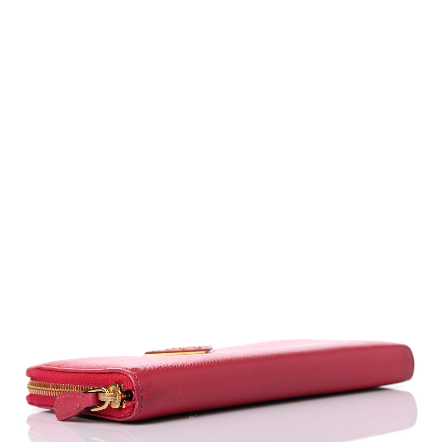 Prada Saffiano Triangle Zip Around Wallet Peonia 3 of 4