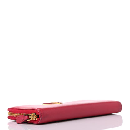Prada Saffiano Triangle Zip Around Wallet Peonia 3 of 4