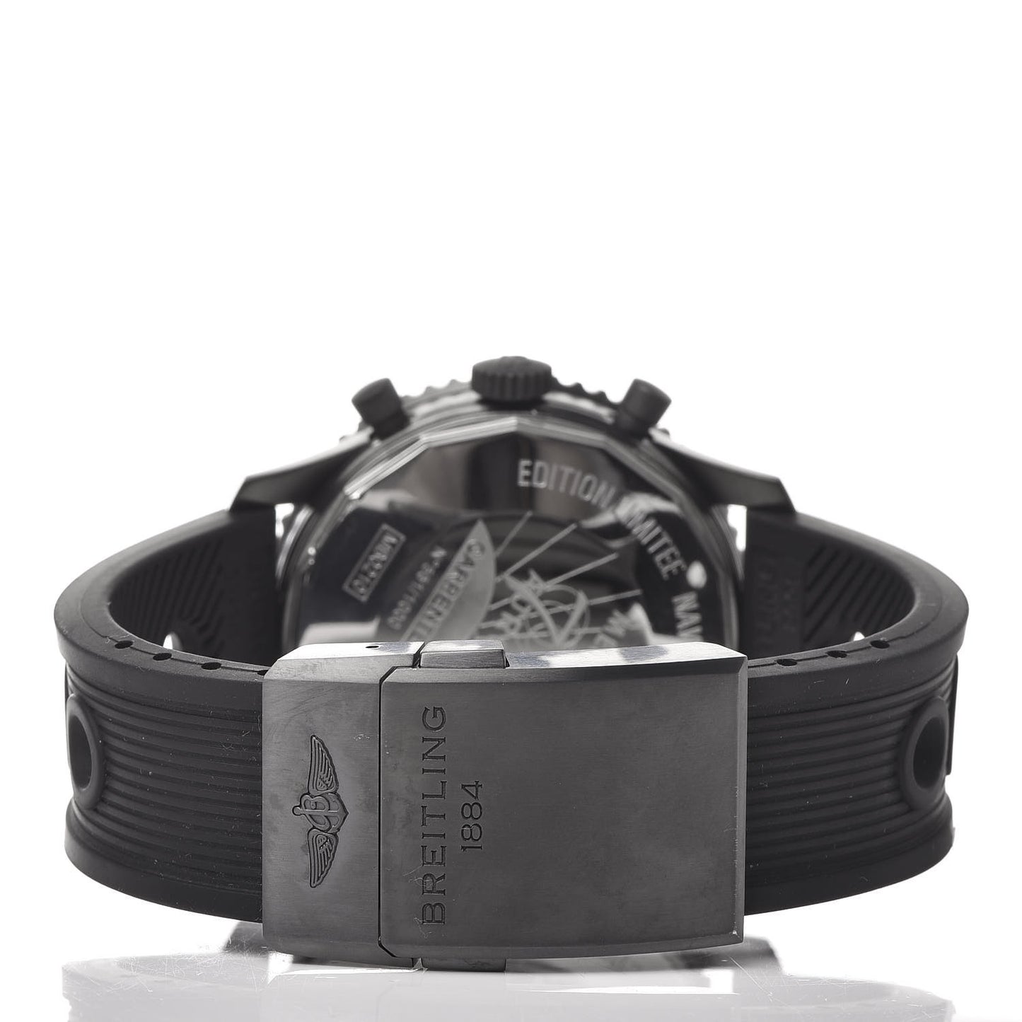 Black Steel Rubber 43mm Navitimer Cosmonaute Chronograph Automatic Watch Black MB0210B6
