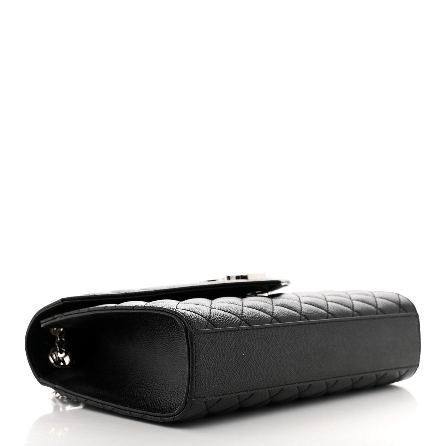 Grain De Poudre Textured Mixed Matelasse Triquilt Medium Monogram Satchel Black