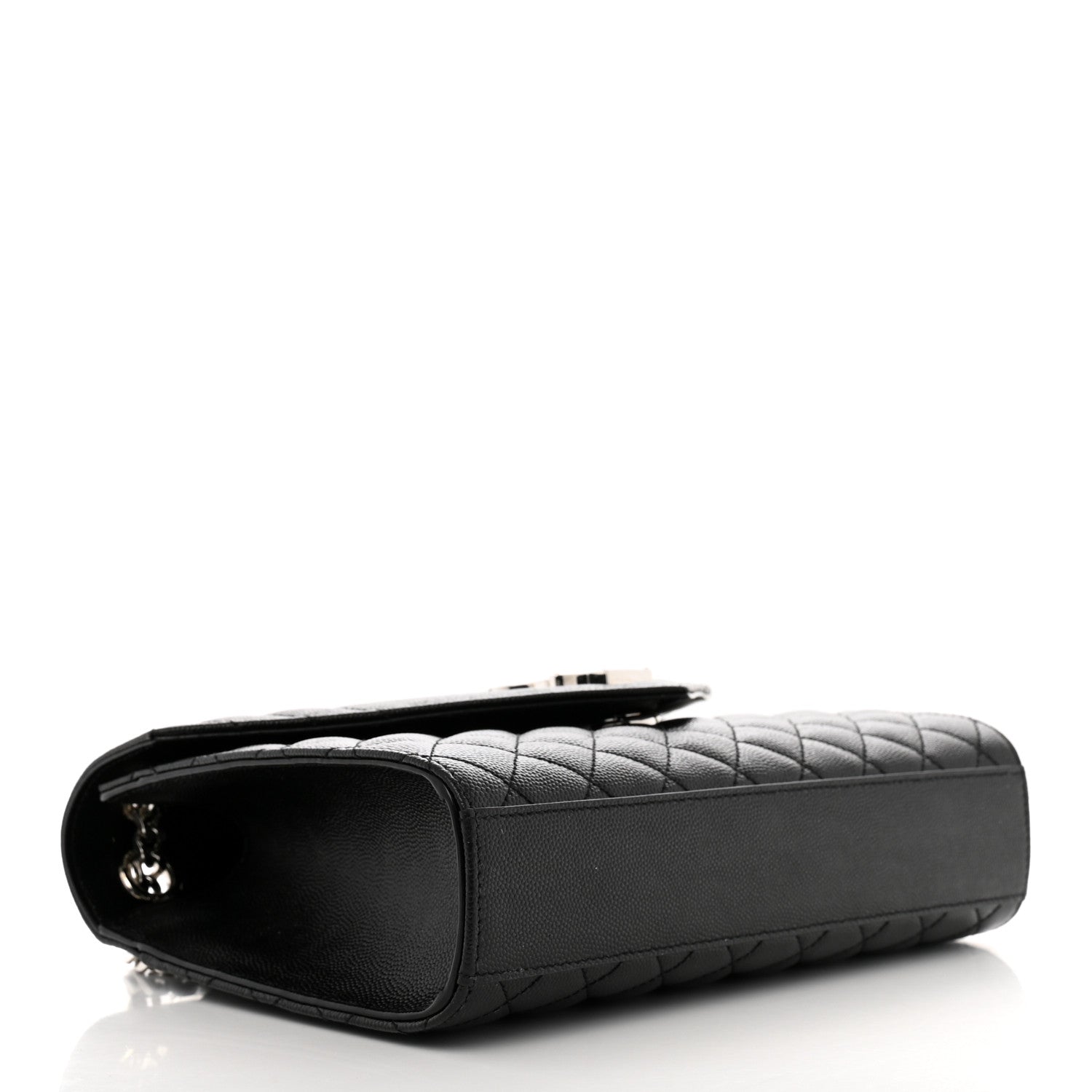 Saint Laurent Grain De Poudre Textured Mixed Matelasse Triquilt Medium Monogram Satchel Black 4 of 9