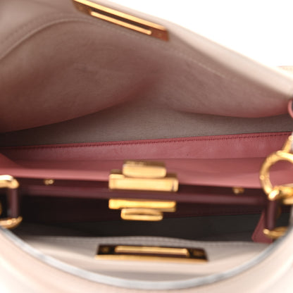 Fendi Vitello Seta Shiny Nappa Medium Peekaboo Iconic Satchel Grigio Polvere Bois de Rose 4 of 11