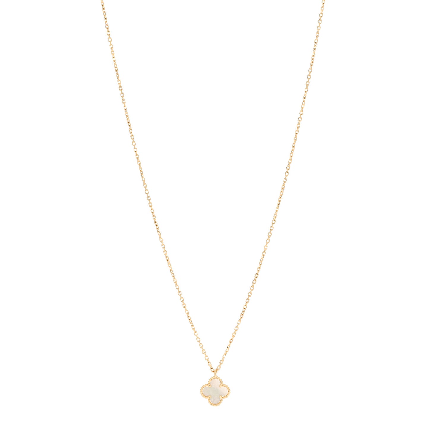 18K Yellow Gold Mother of Pearl Sweet Alhambra Pendant Necklace