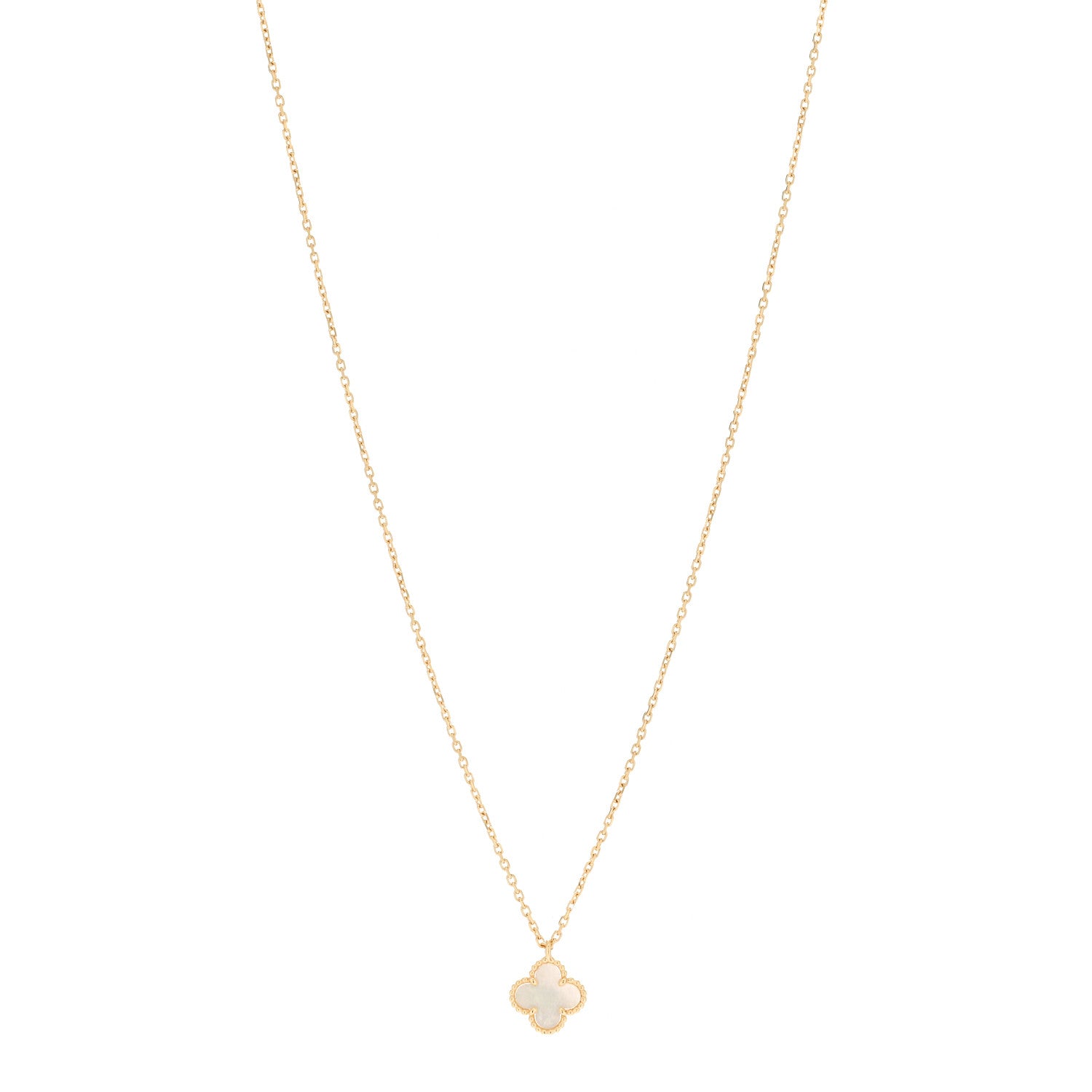 Van Cleef & Arpels 18K Yellow Gold Mother of Pearl Sweet Alhambra Pendant Necklace 1 of 5
