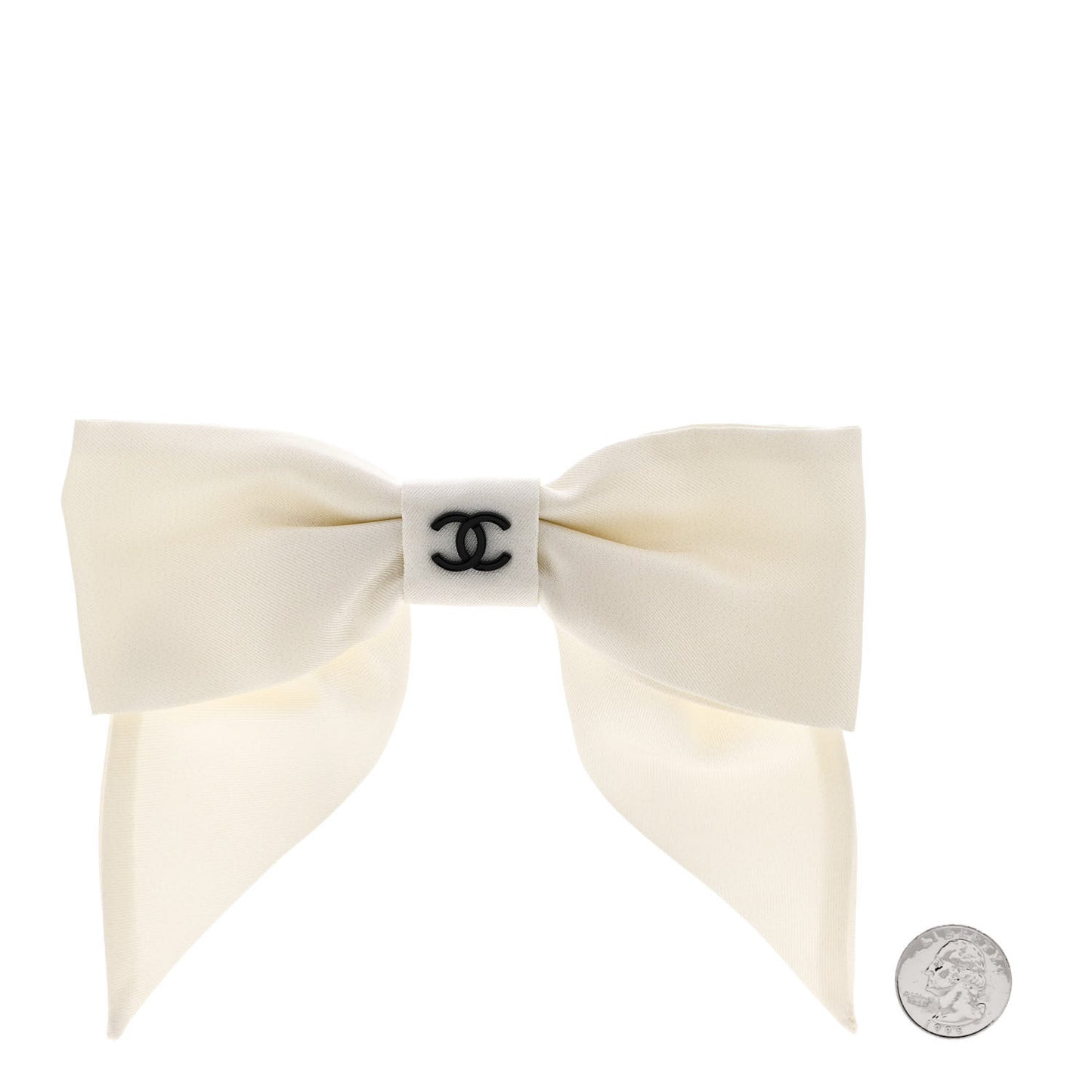 Silk Bow CC Hair Clip White Black