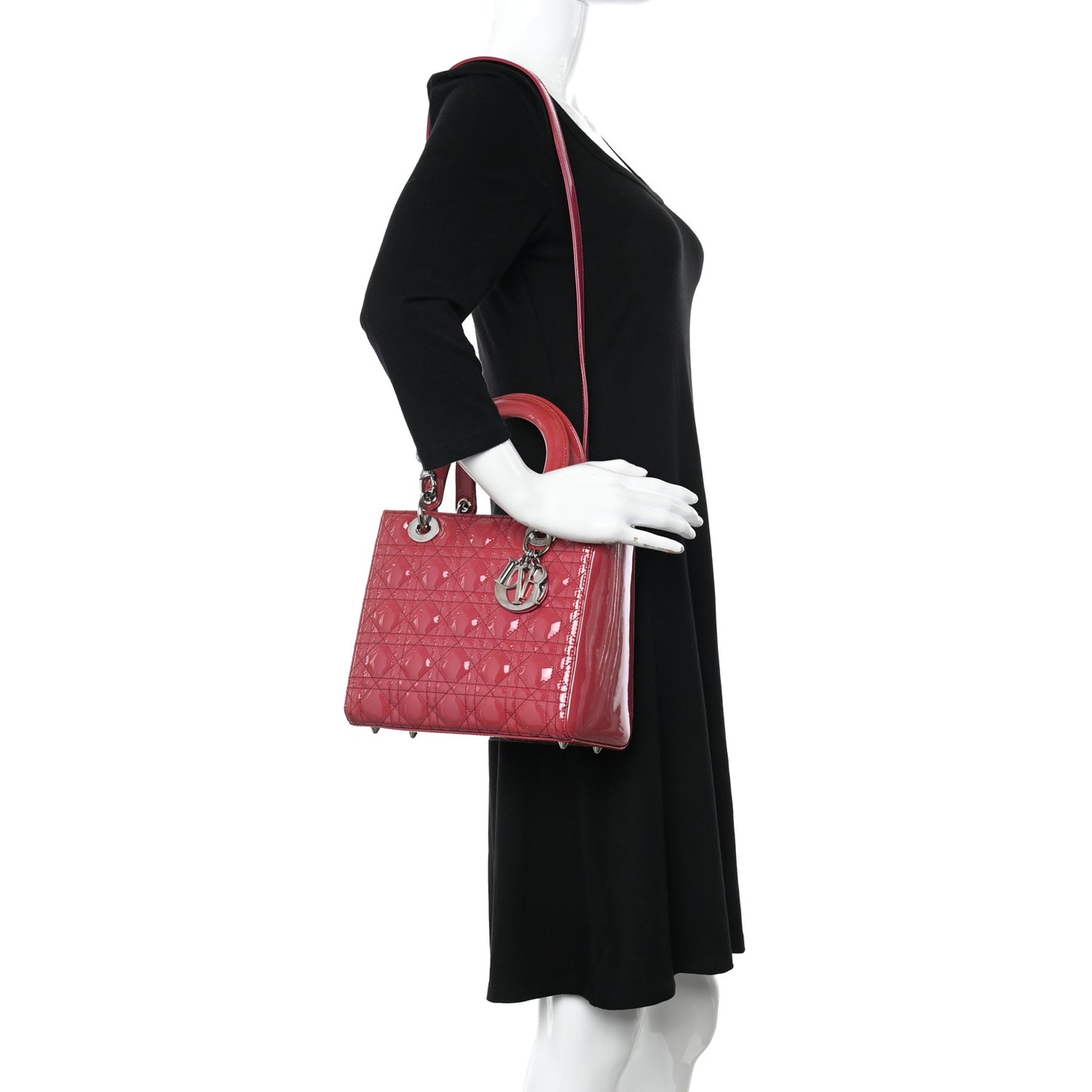 Patent Cannage Medium Lady Dior Pink