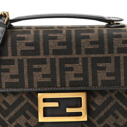 Fendi Fabric Jacquard FF 1974 Midi Chain Baguette Tobacco Moro 8 of 10