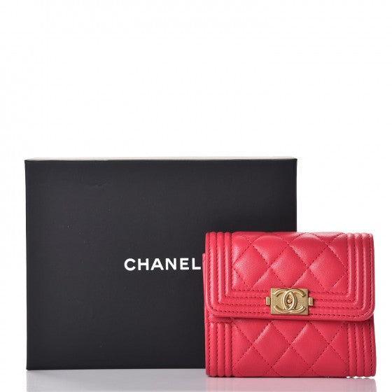 Chanel Lambskin Quilted Compact Boy Wallet Fuchsia 9 of 9