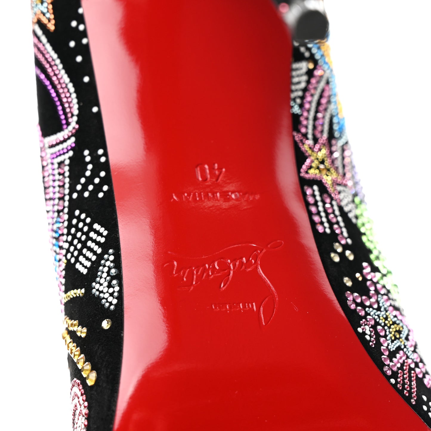 Suede Crystal Embellished Starlight Hot Chick 100 Pumps 40 Black Multicolor