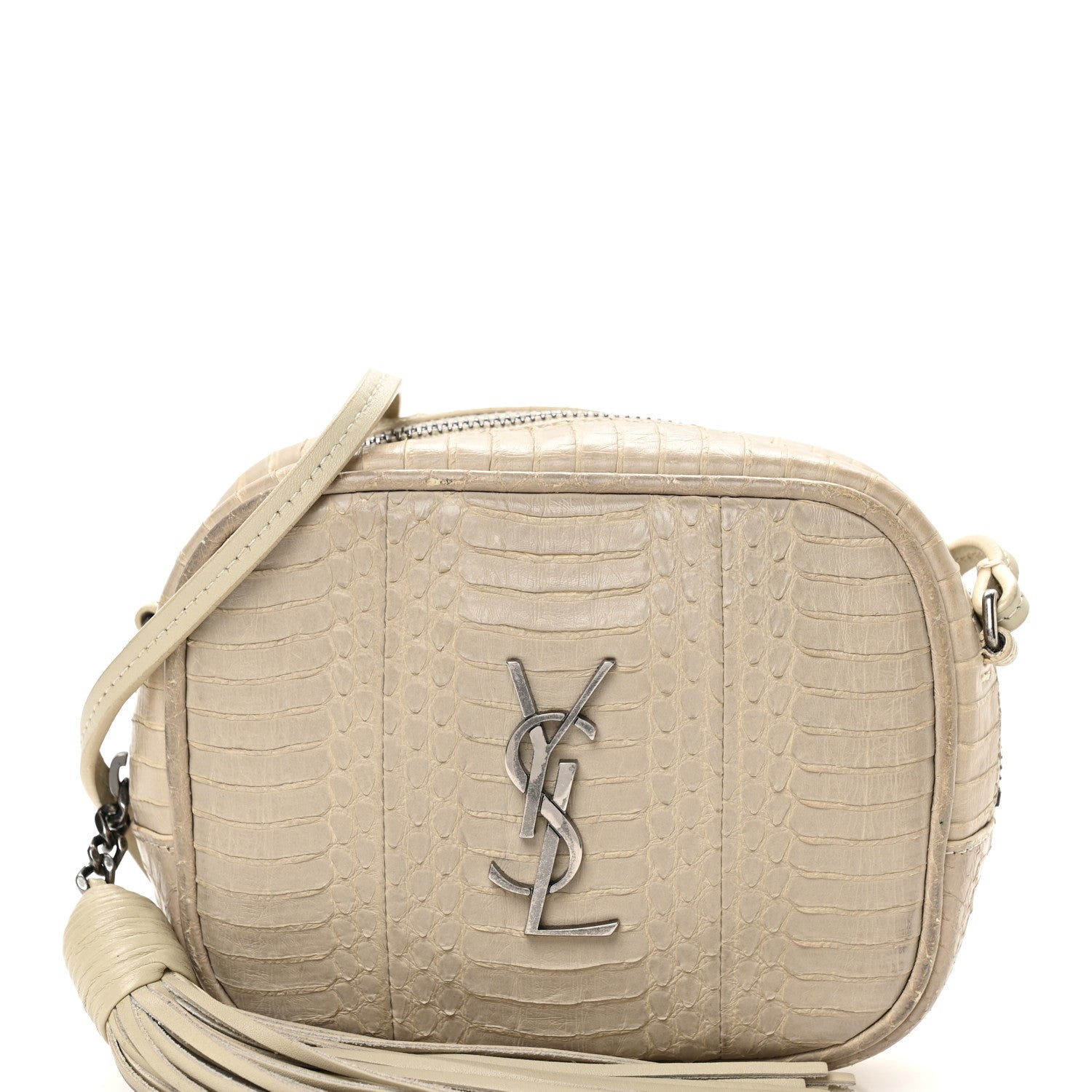 Saint Laurent Snakeskin Monogram Blogger Bag Light Cream 8 of 12