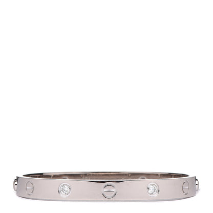 Cartier 18K White Gold 4 Diamond LOVE Bracelet 16 3 of 8