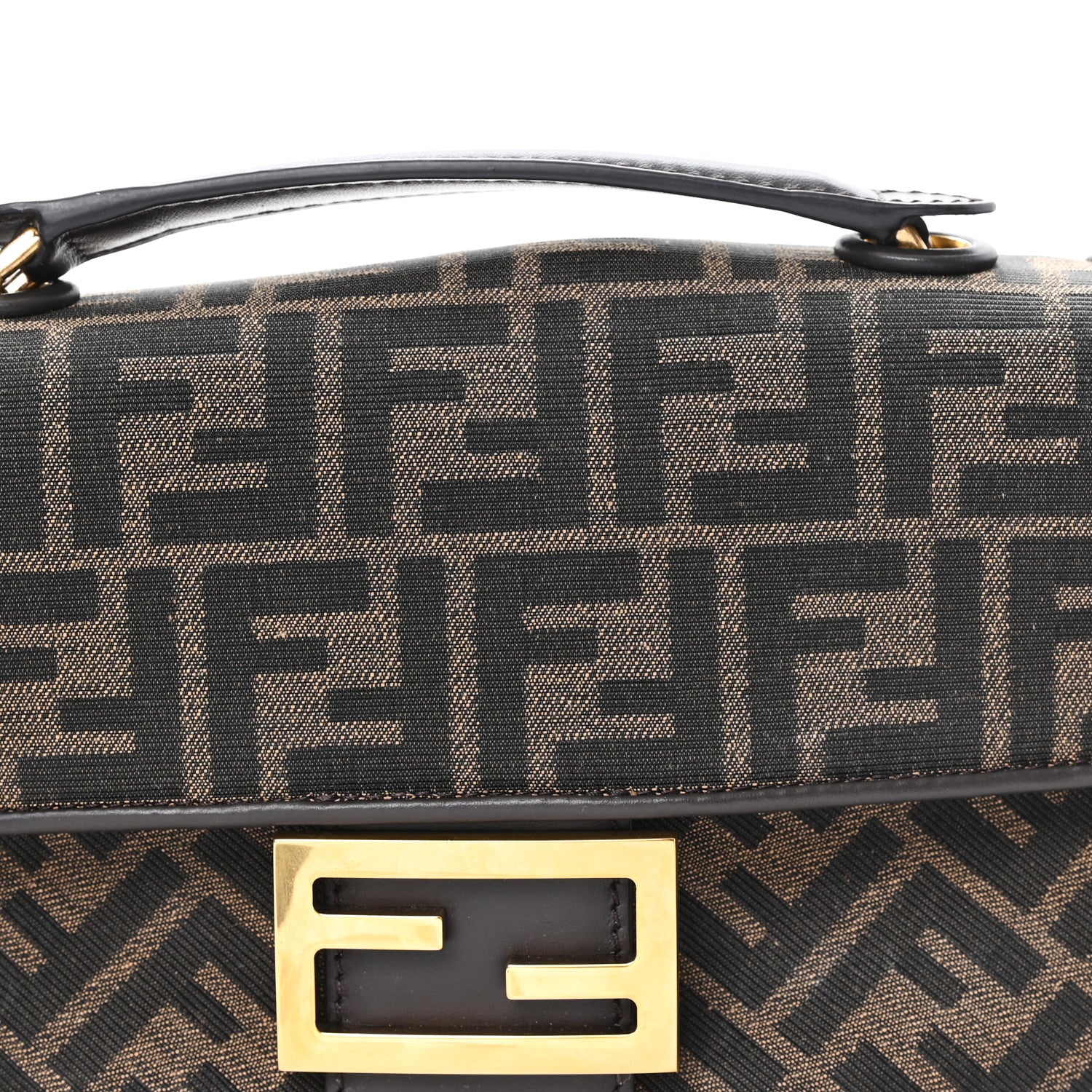 Fendi Fabric Jacquard FF 1974 Midi Chain Baguette Tobacco Moro 8 of 10
