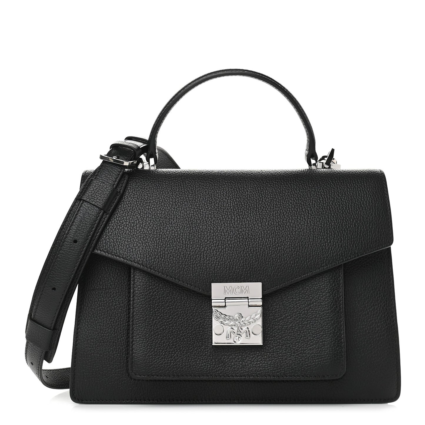 Grained Calfskin Medium Patricia Park Avenue Satchel Black