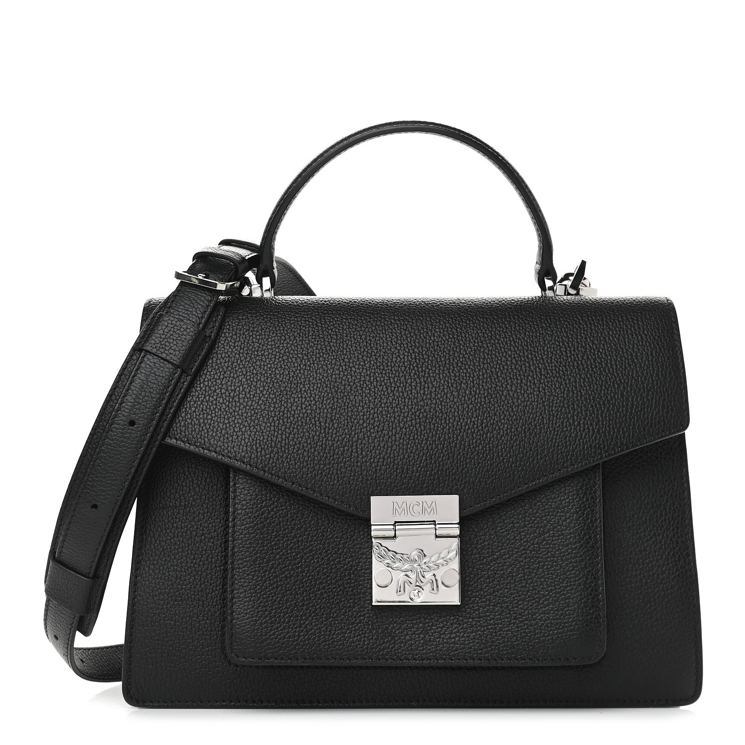 MCM Grained Calfskin Medium Patricia Park Avenue Satchel Black 1 of 9