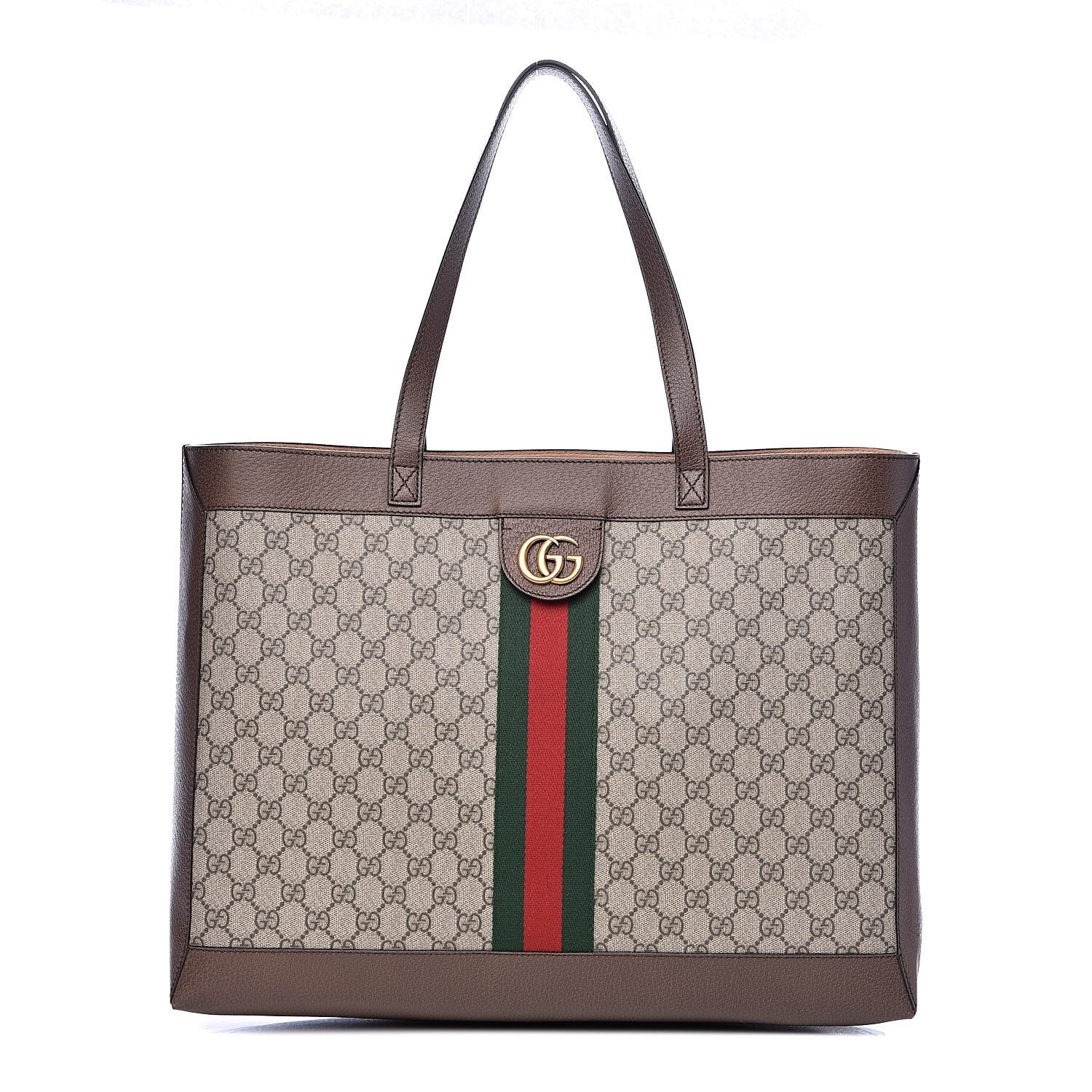 Gucci GG Supreme Monogram Web Ophidia Tote Brown 1 of 10