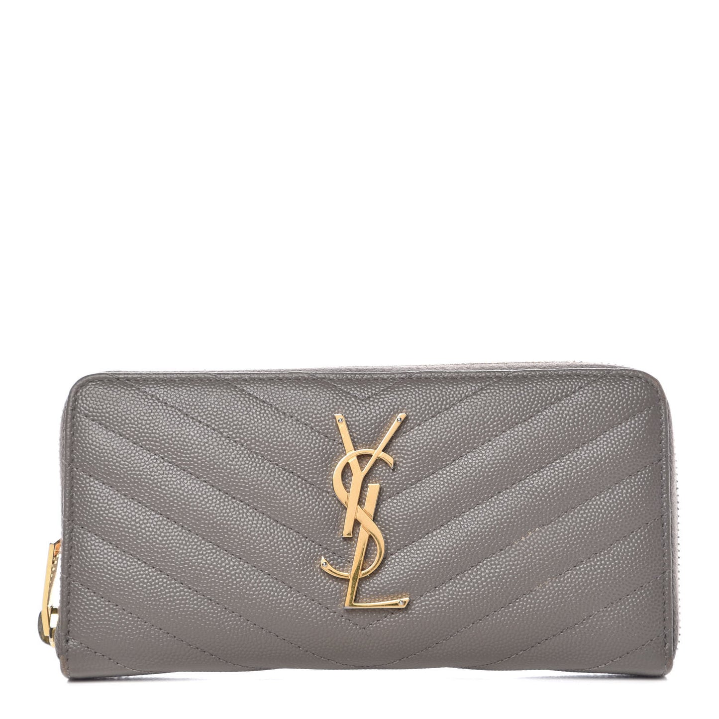 Grain De Poudre Matelasse Chevron Monogram Zip Around Wallet Dark Anthracite